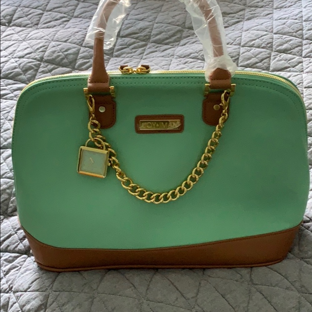 Gorgeous mint and tan handbag
